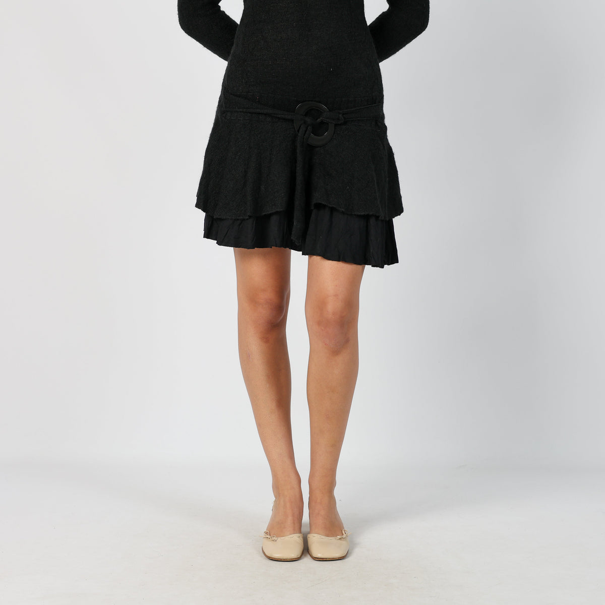 Black Y2K Woven Mini Dress (S)
