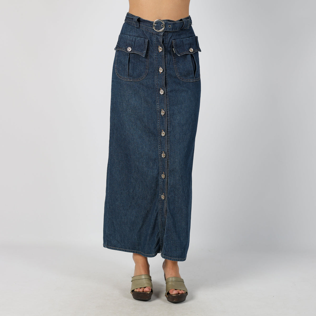 Blue Y2K Replay Denim Maxi Skirt (XS)