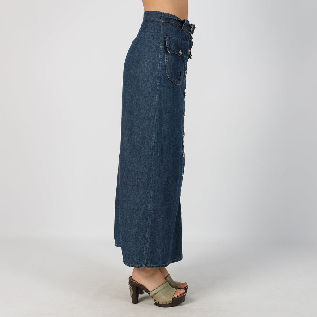Blue Y2K Replay Denim Maxi Skirt (XS)