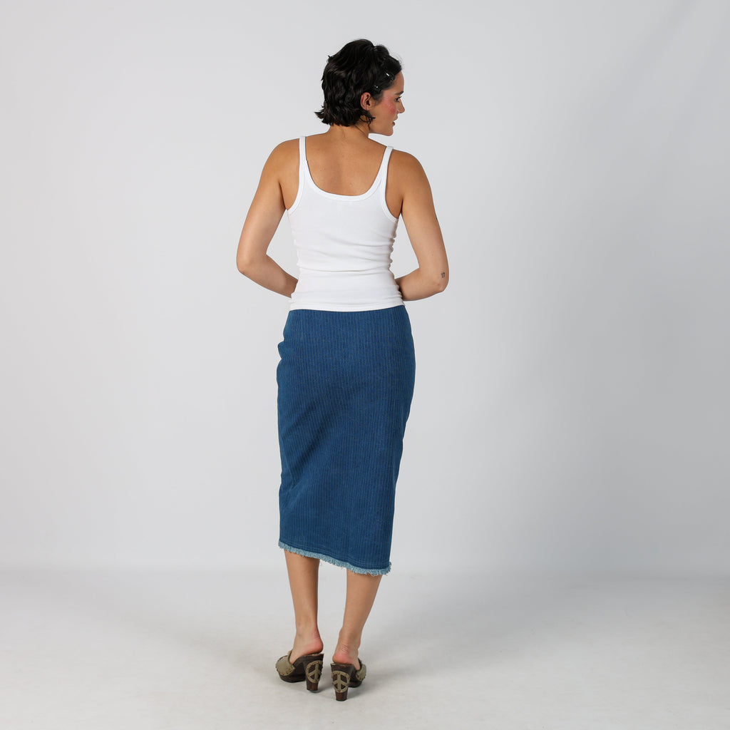 Blue Y2K Denim Midi Skirt (S)