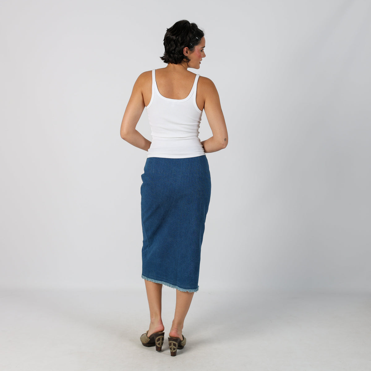 Blue Y2K Denim Midi Skirt (S)