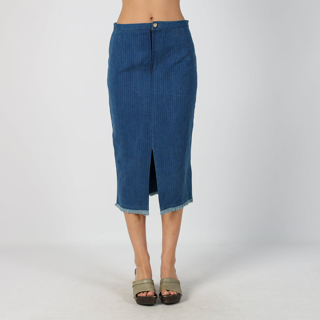 Blue Y2K Denim Midi Skirt (S)