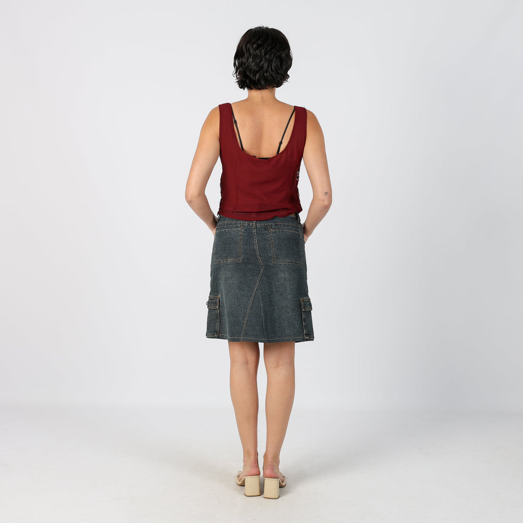 Blue Y2K Denim Midi Skirt (S)