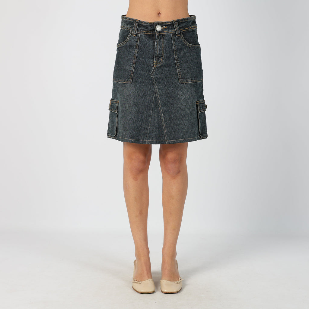 Blue Y2K Denim Midi Skirt (S)