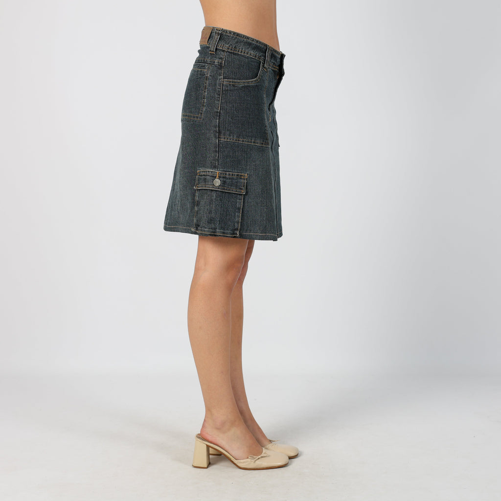 Blue Y2K Denim Midi Skirt (S)
