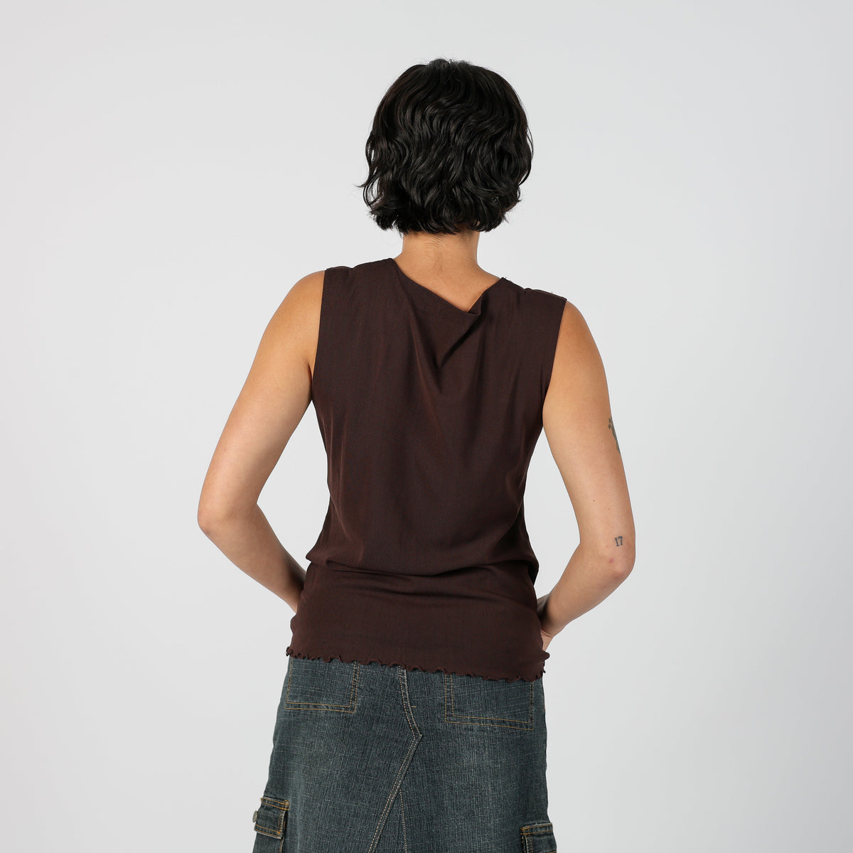 Brown Y2K Wangli Woven Vest (M)