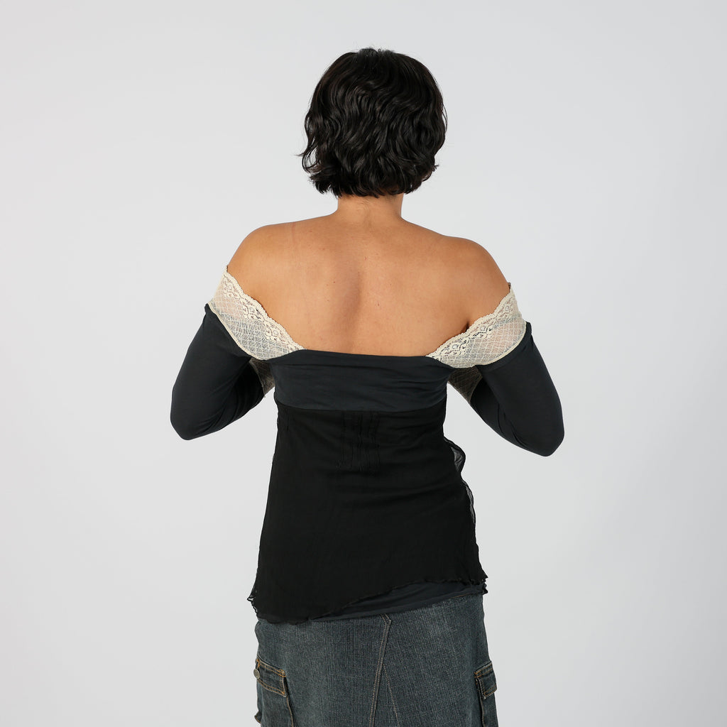 Black Y2K Sexy Woman Woven Top (S)