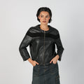 Black Y2K Conbipel Leather Jacket (M)