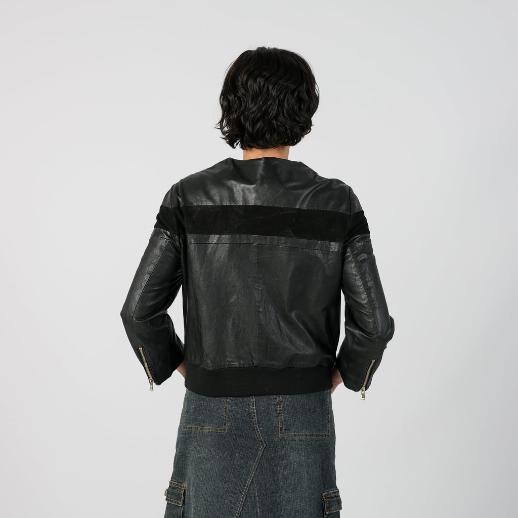 Black Y2K Conbipel Leather Jacket (M)