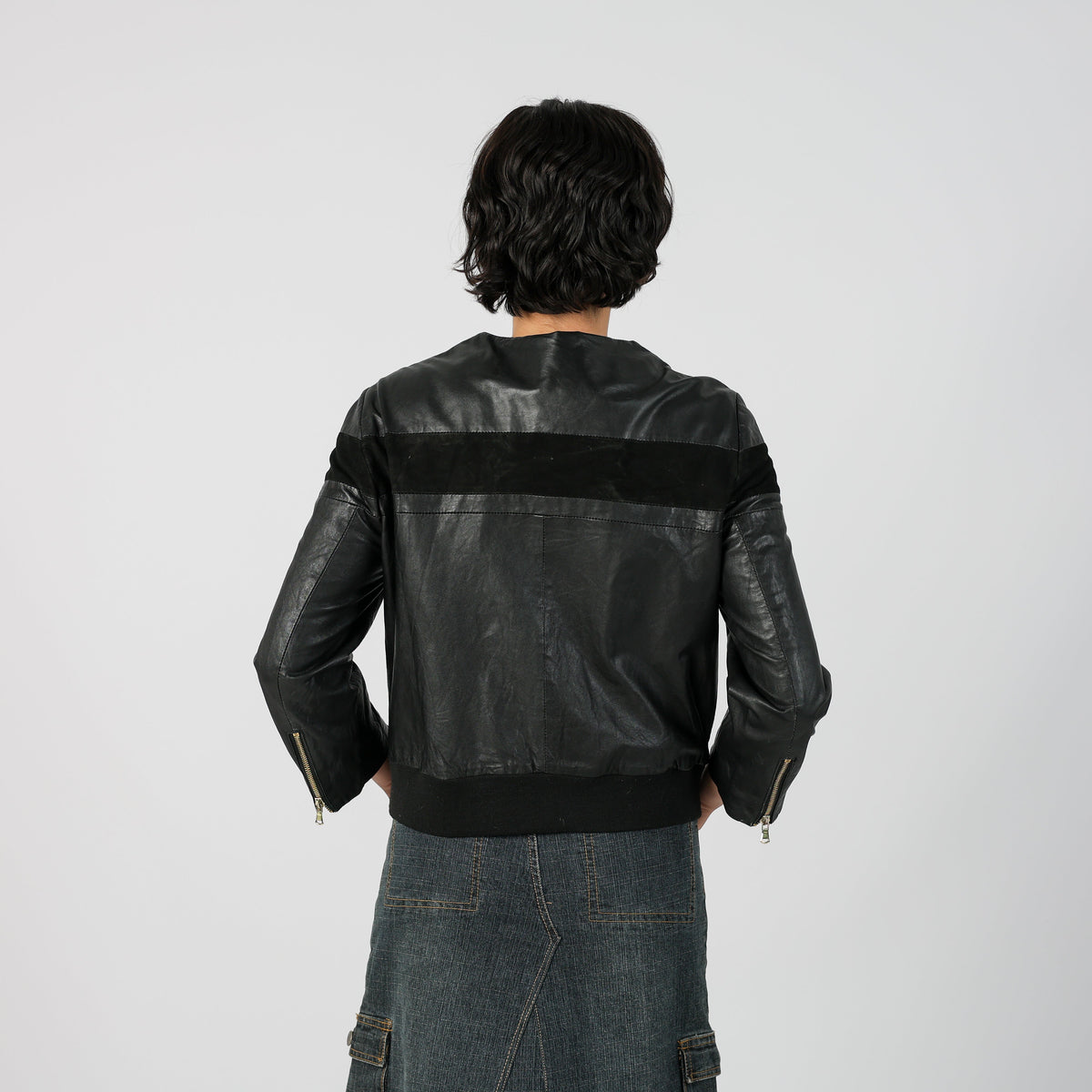 Black Y2K Conbipel Leather Jacket (M)