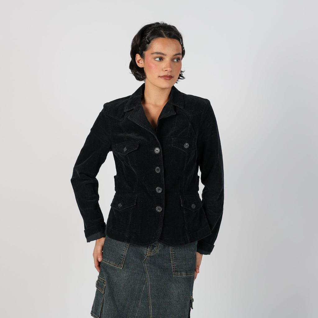 Black Y2K Sisley Cord Jacket (S)