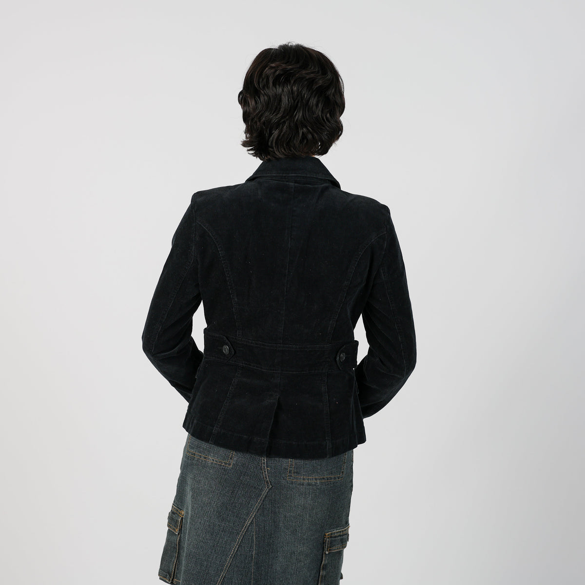 Black Y2K Sisley Cord Jacket (S)