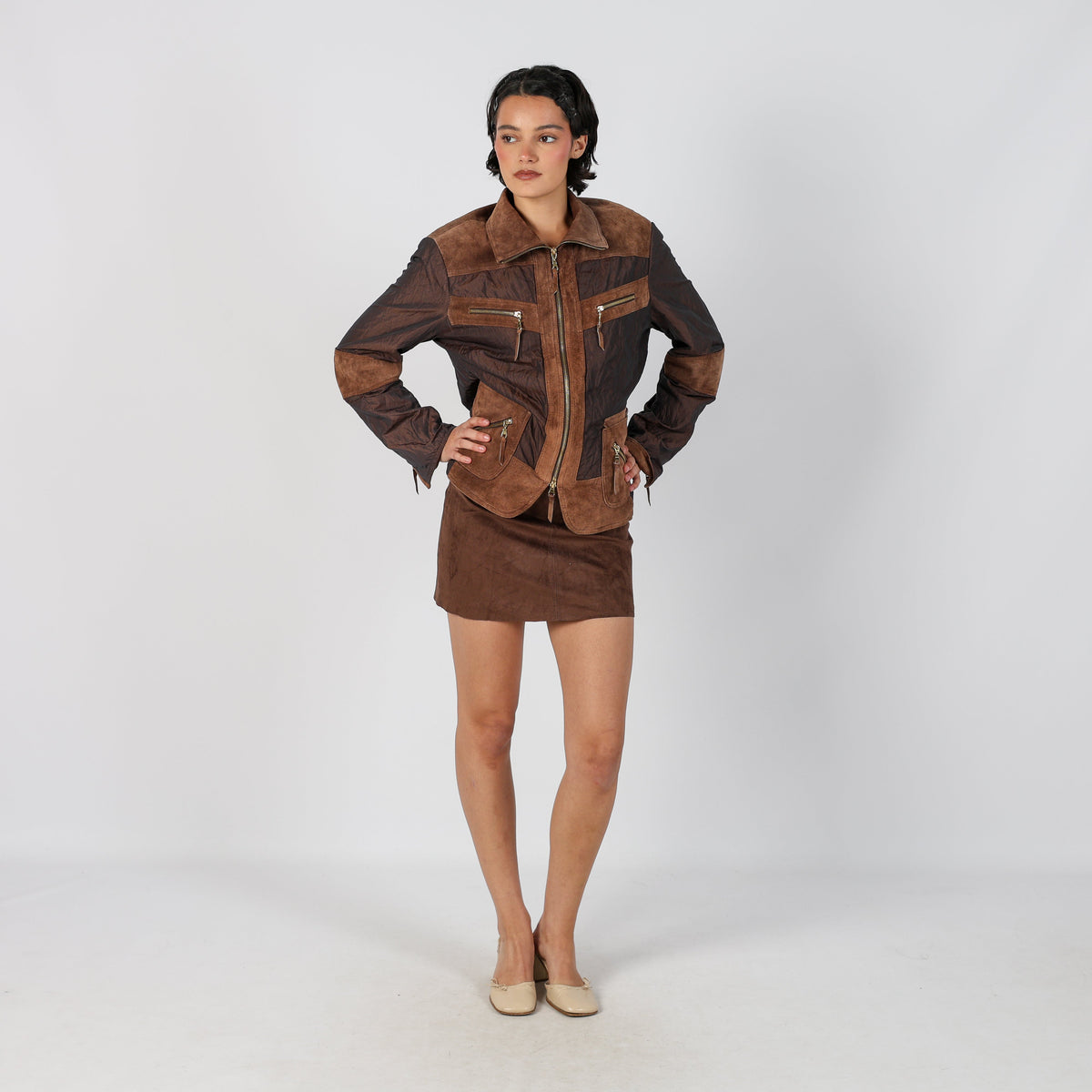 Brown Y2K Oasis Woven Mini Skirt (S)
