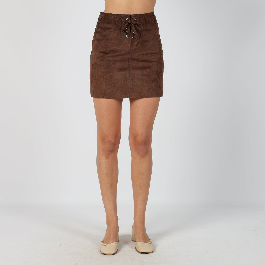 Brown Y2K Oasis Woven Mini Skirt (S)