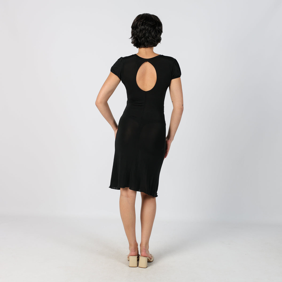 Black Y2K Motivi Woven Midi Dress (S)
