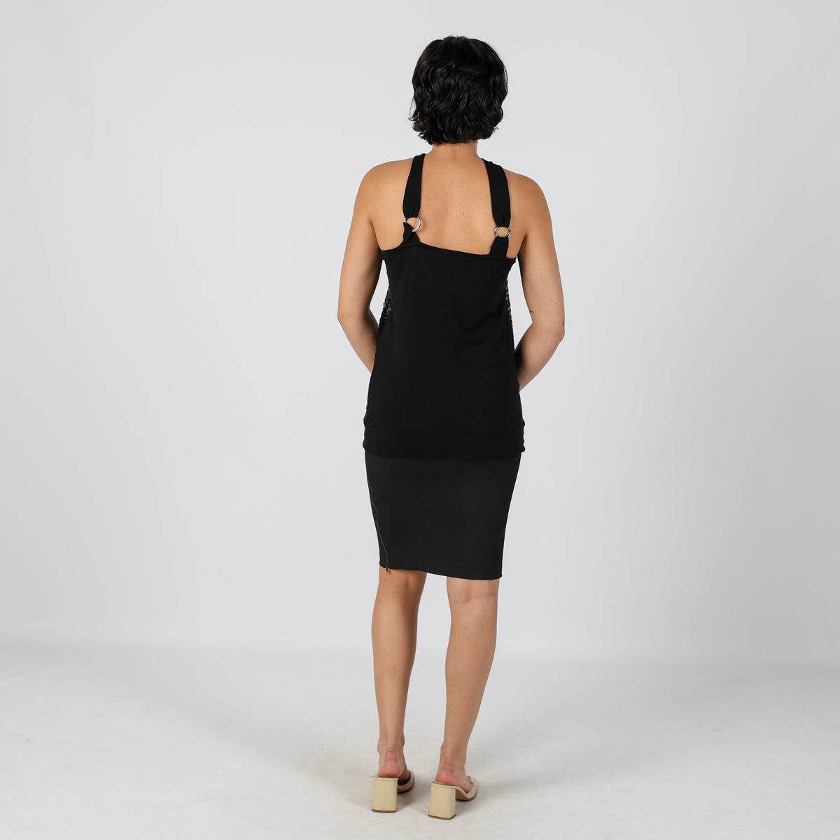 Black Y2K EXTYN Italia Woven Midi Skirt (S)
