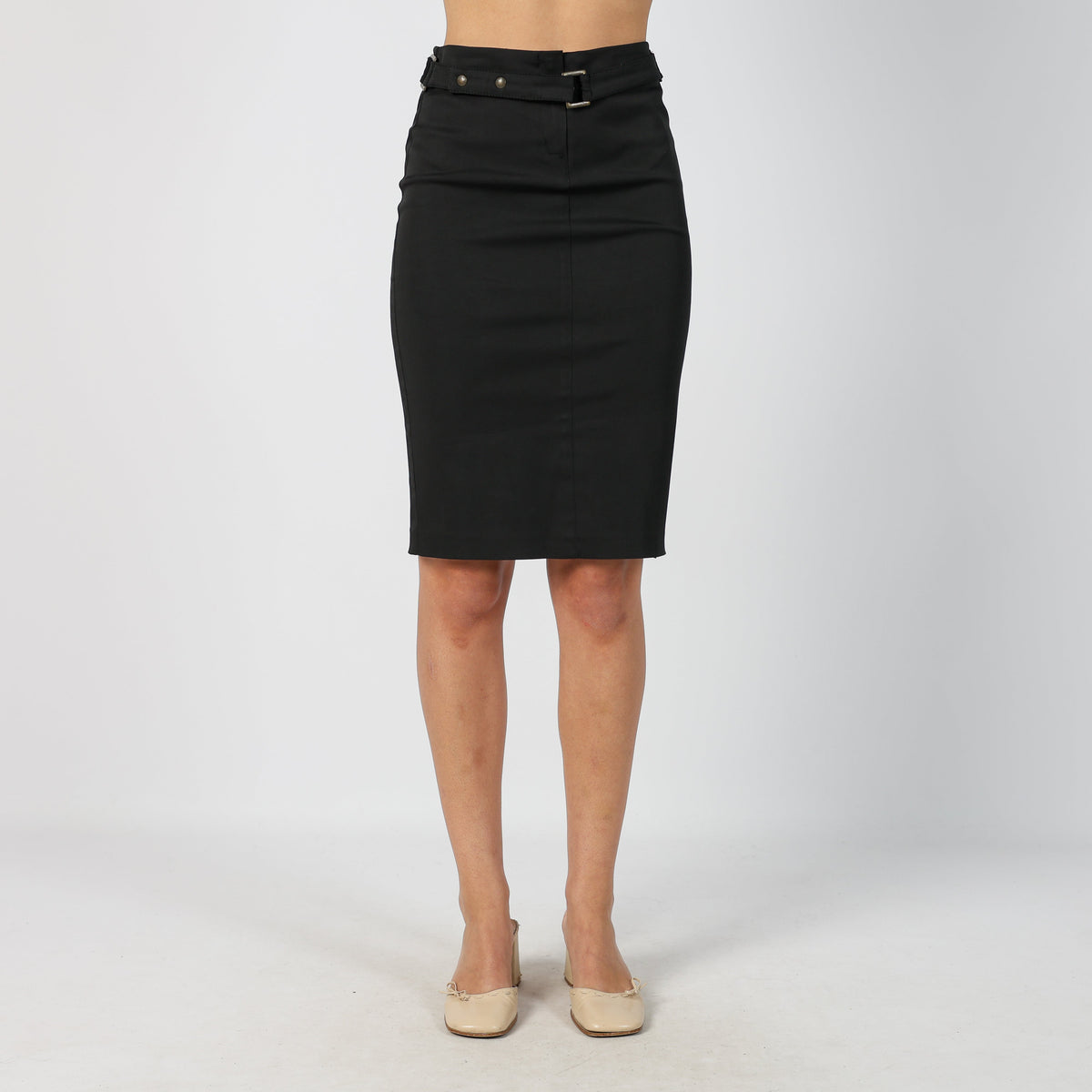 Black Y2K EXTYN Italia Woven Midi Skirt (S)