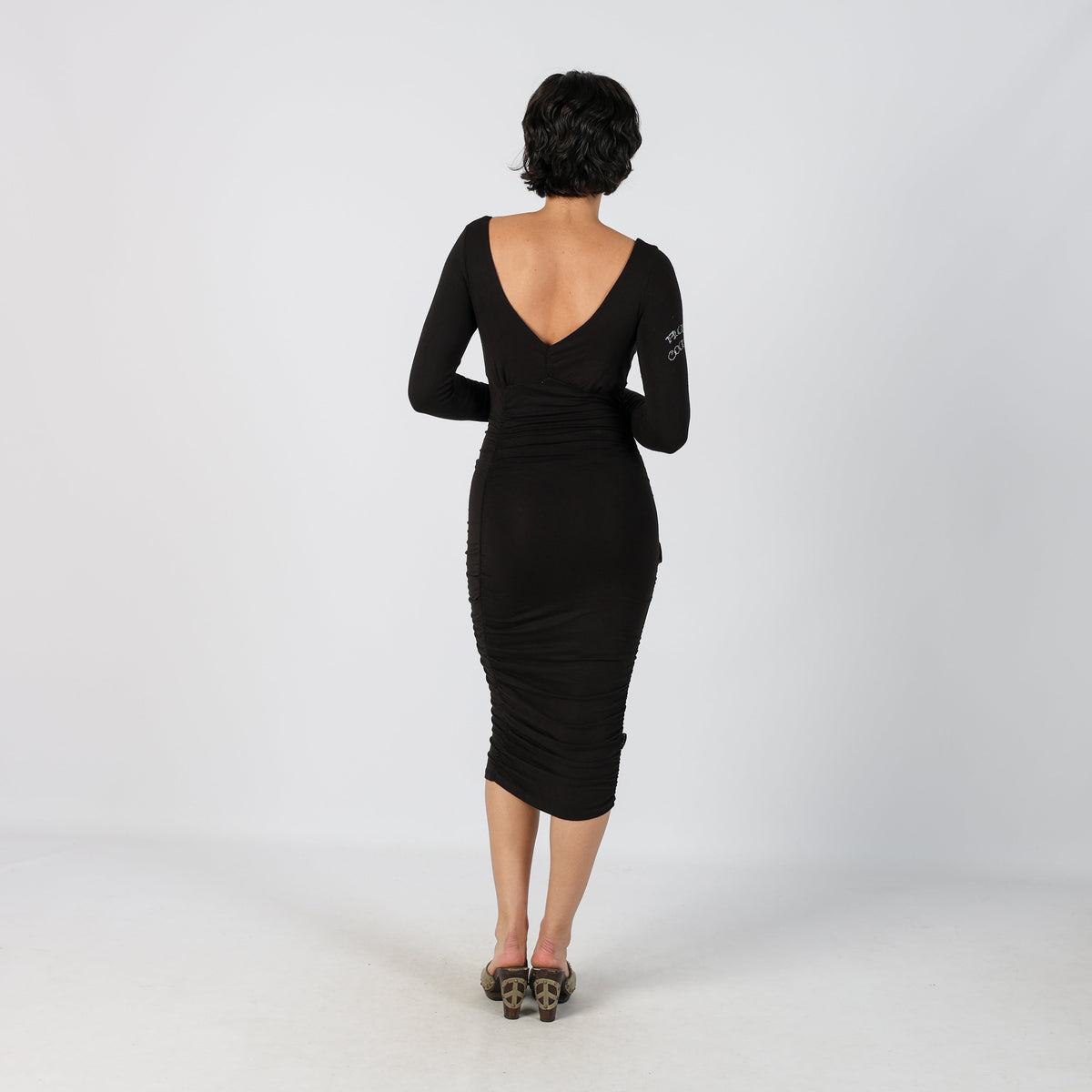 Black Y2K Woven Midi Dress (S)