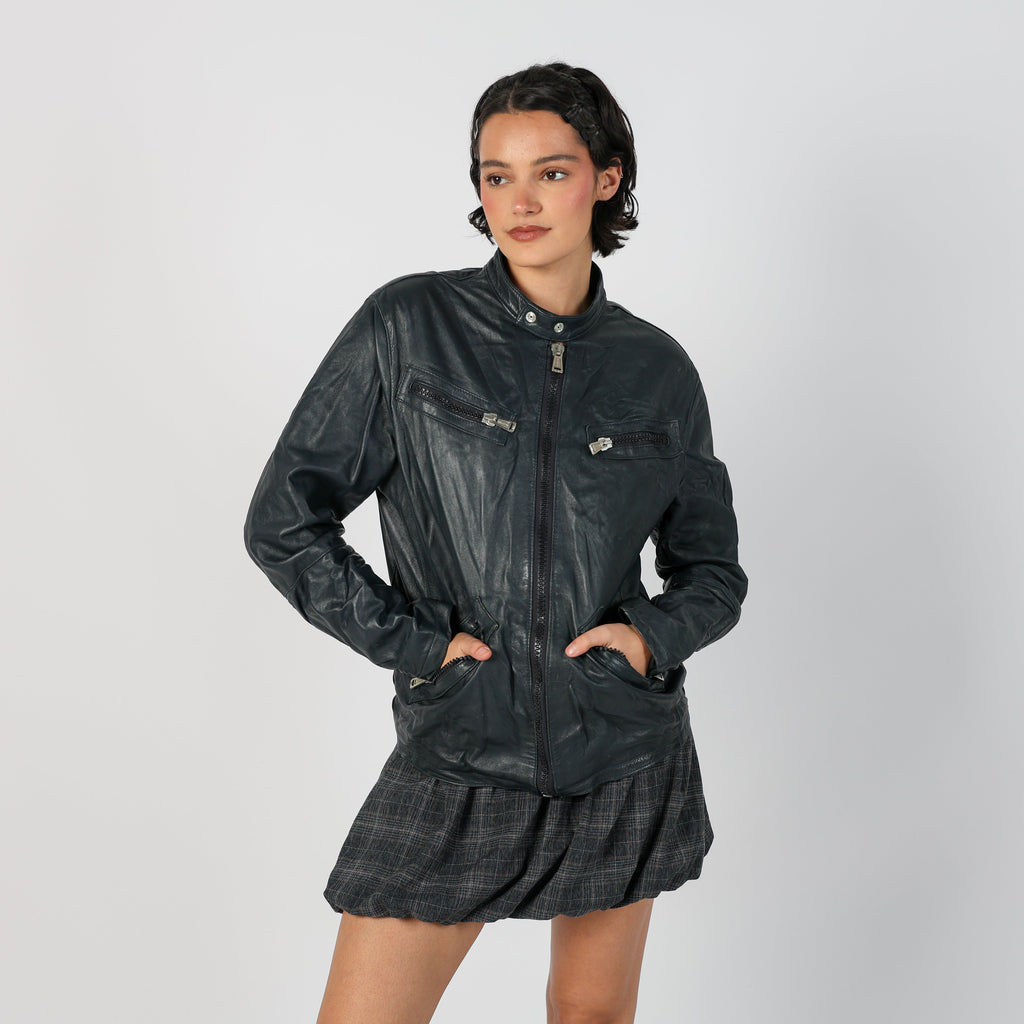Black Y2K Imperial Leather Jacket (M)