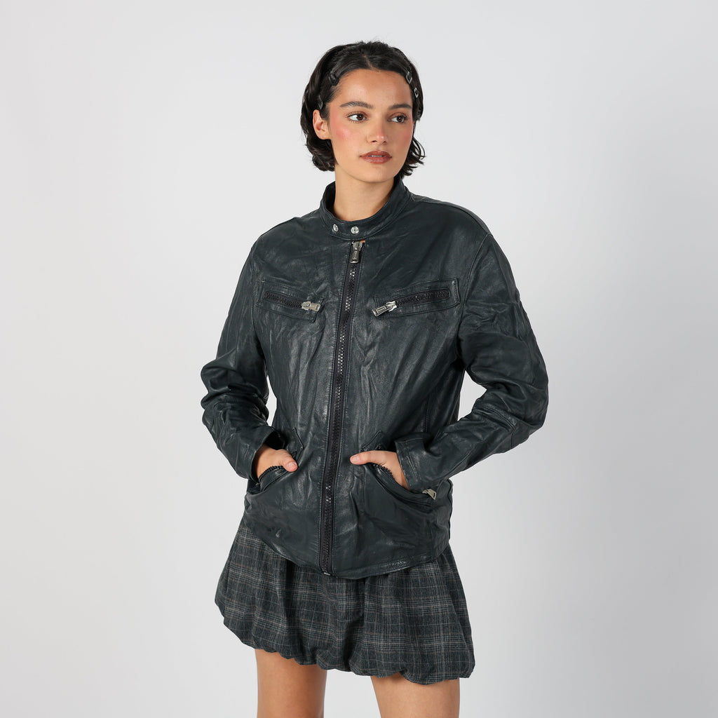 Black Y2K Imperial Leather Jacket (M)