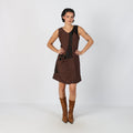 Brown Y2K Woven Mini Dress (M)