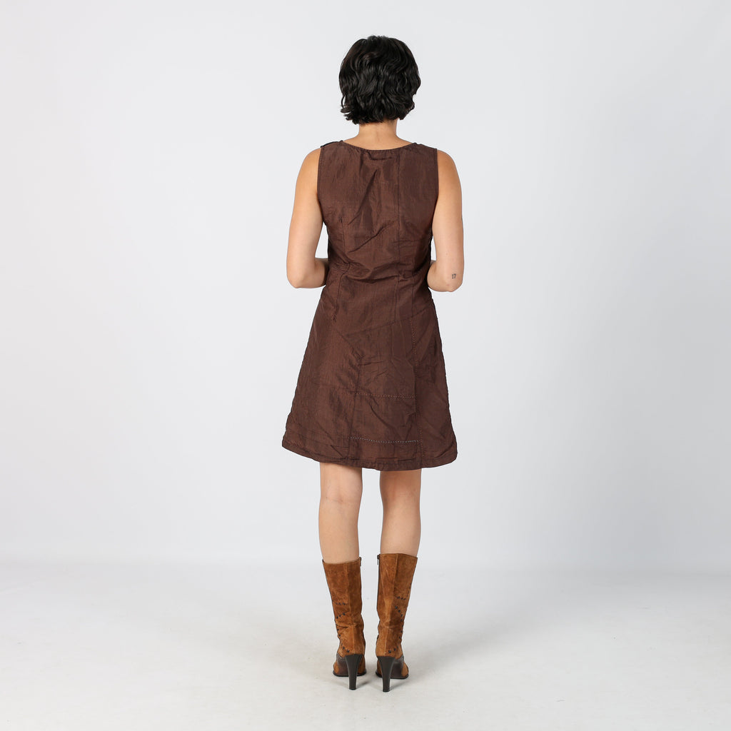 Brown Y2K Woven Mini Dress (M)