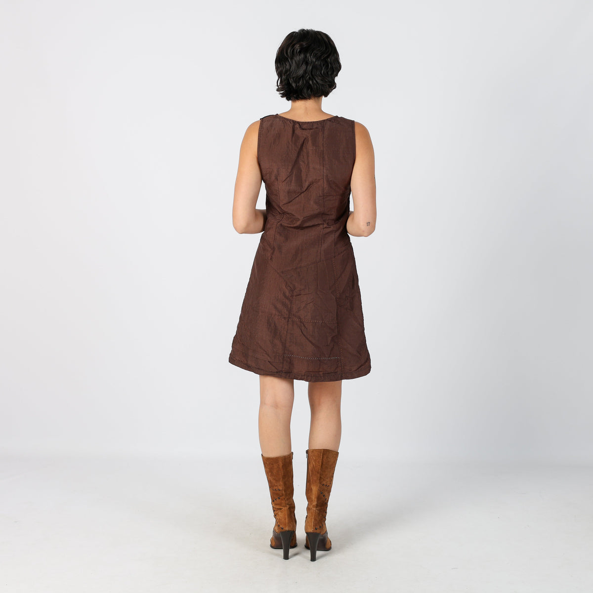 Brown Y2K Woven Mini Dress (M)