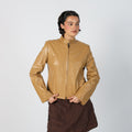 Tan Y2K Leather Jacket (M)