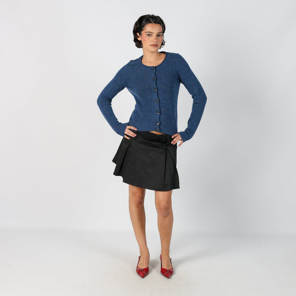 Black Y2K Woven Mini Skirt (M)