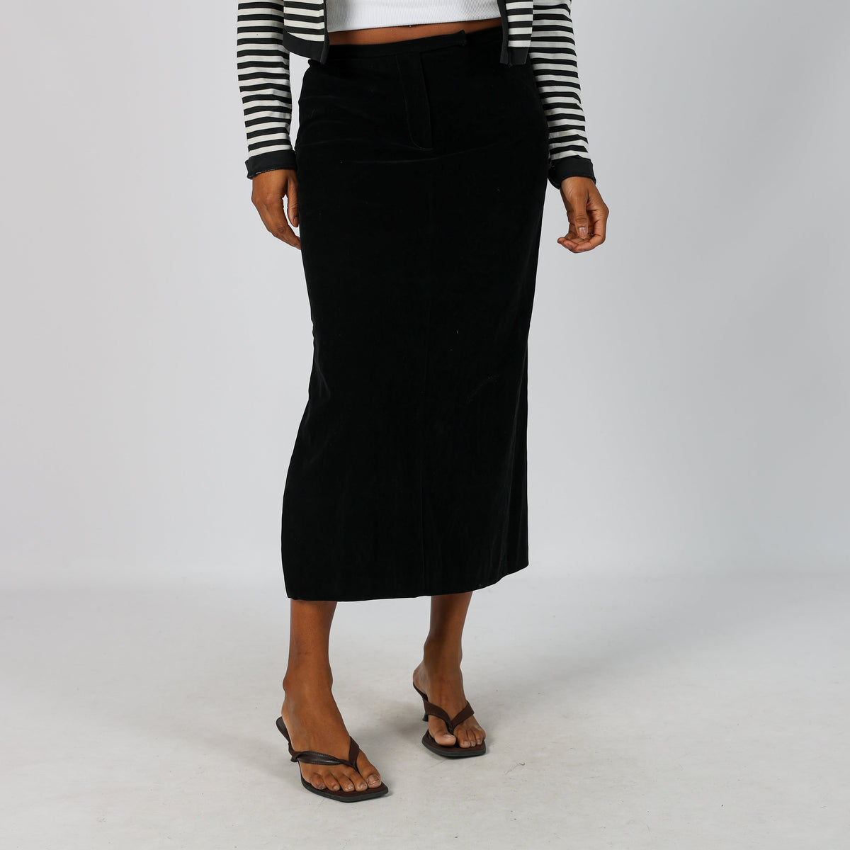Black Y2K Tommy Hilfiger Woven Maxi Skirt (S)