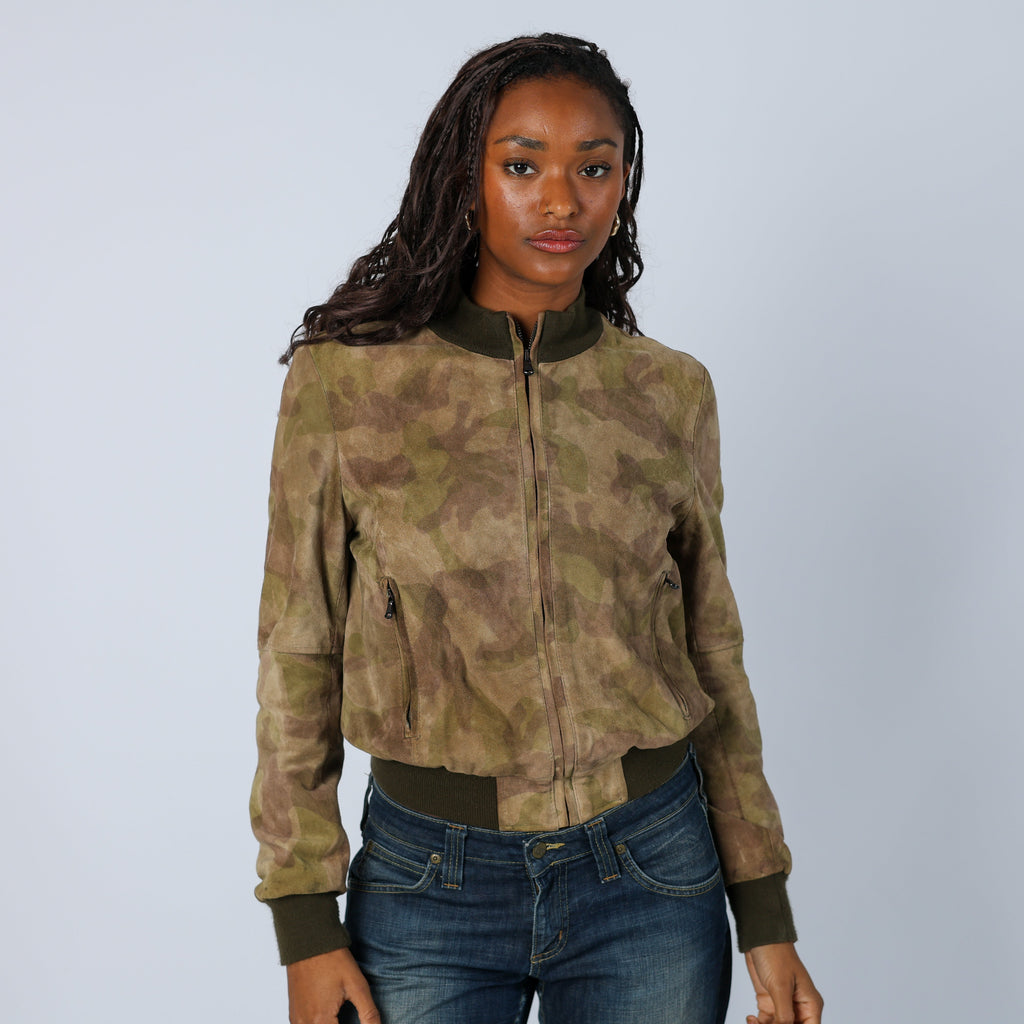 Khaki Green Y2K Made in Italy Suede Jacket (M)