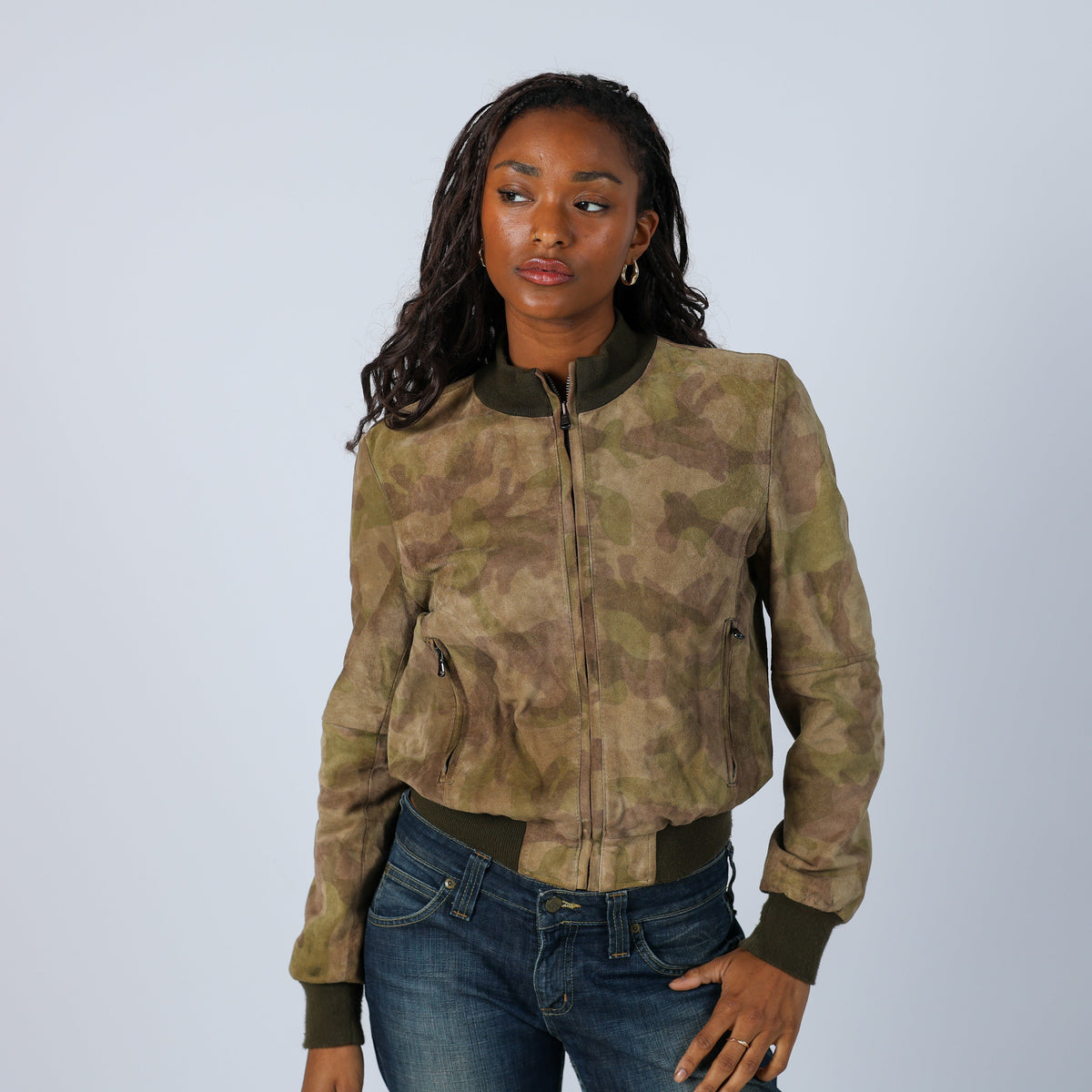 Khaki Green Y2K Made in Italy Suede Jacket (M)