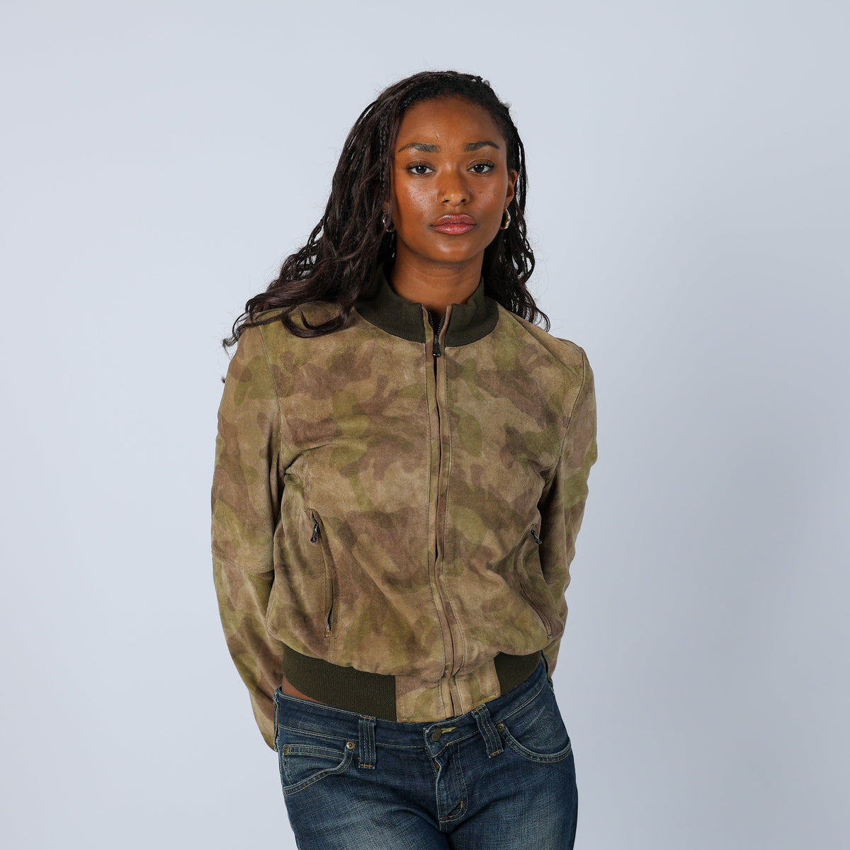 Khaki Green Y2K Made in Italy Suede Jacket (M)
