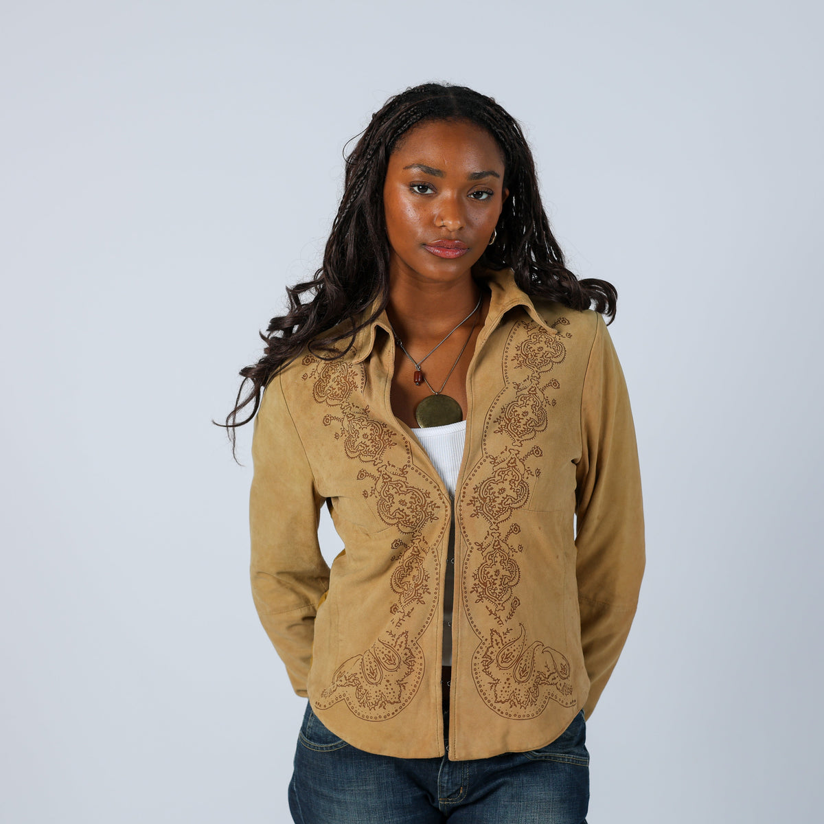 Tan Y2K Suede Jacket (S)