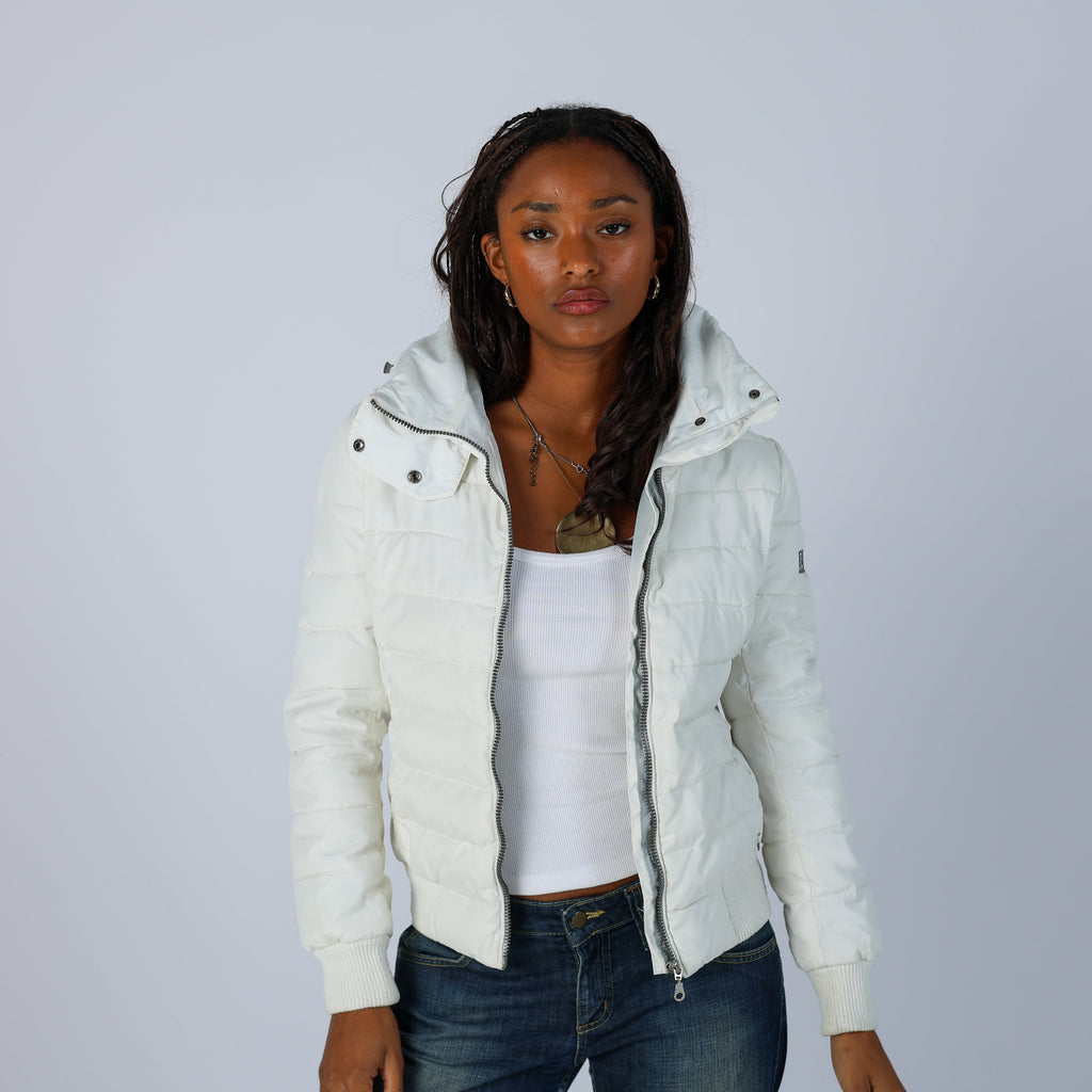 White Y2K Yes Zee Puffer Jacket (S)