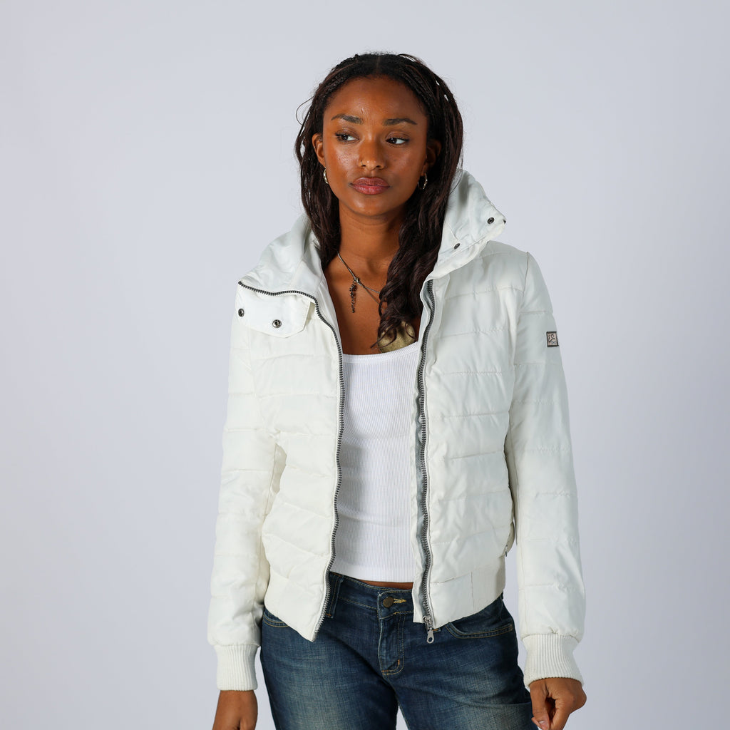 White Y2K Yes Zee Puffer Jacket (S)