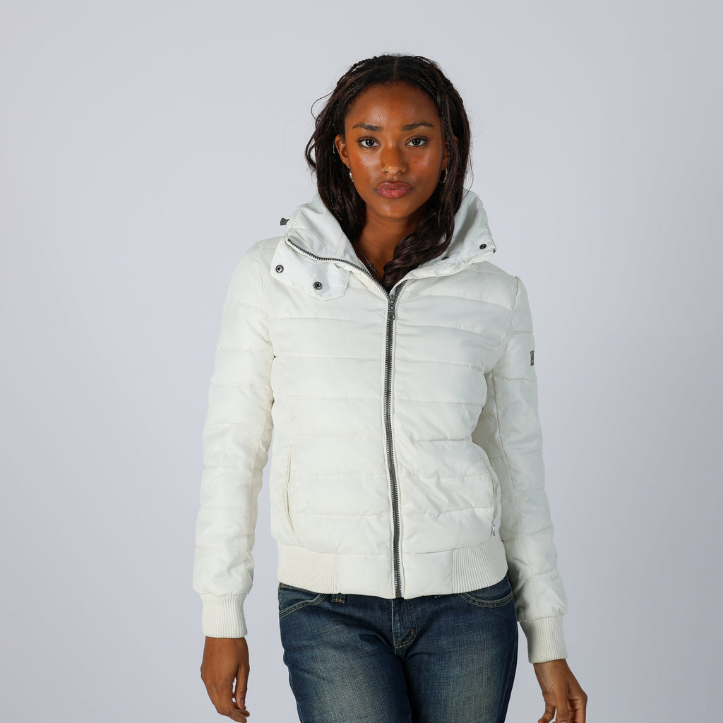White Y2K Yes Zee Puffer Jacket (S)