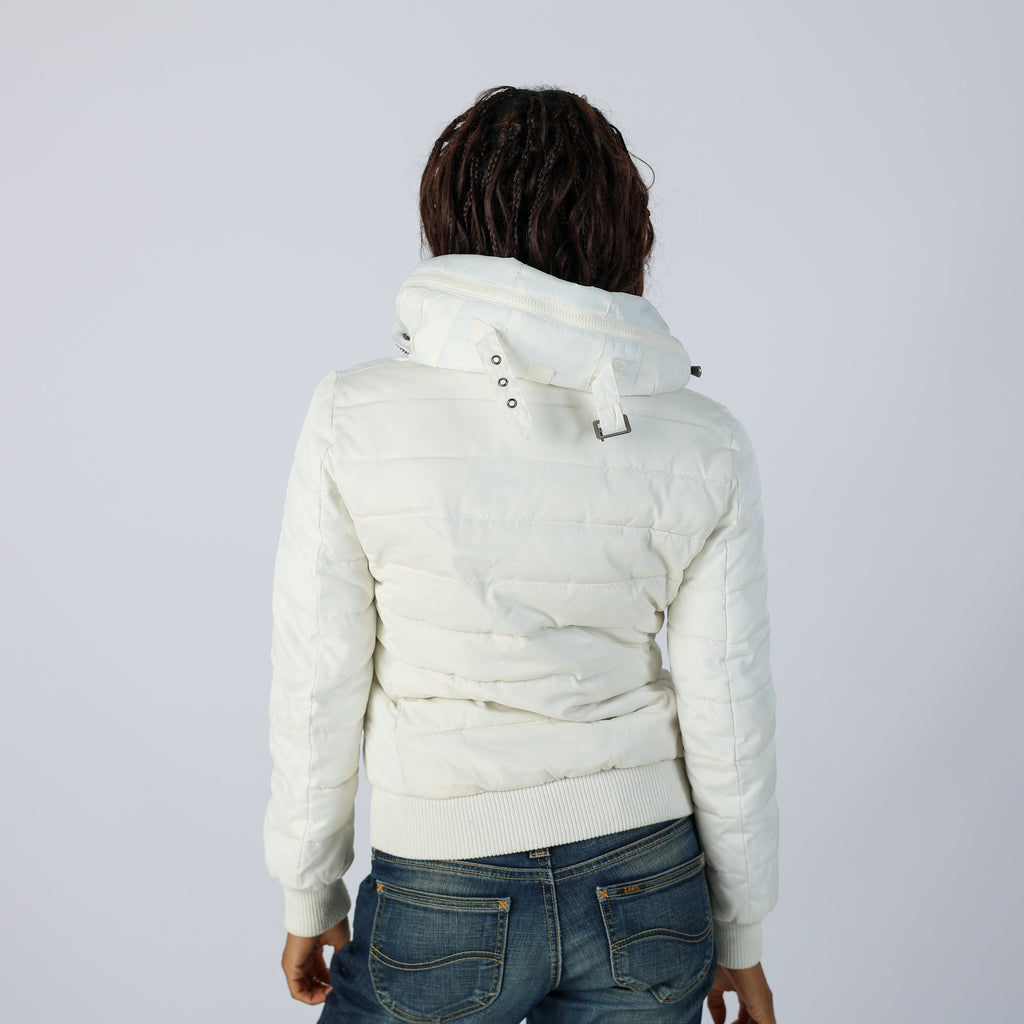 White Y2K Yes Zee Puffer Jacket (S)