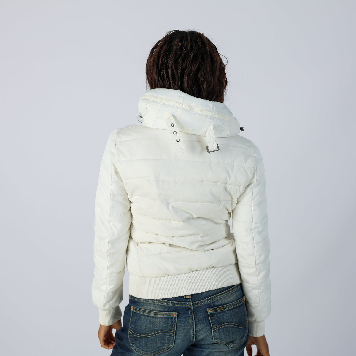 White Y2K Yes Zee Puffer Jacket (S)