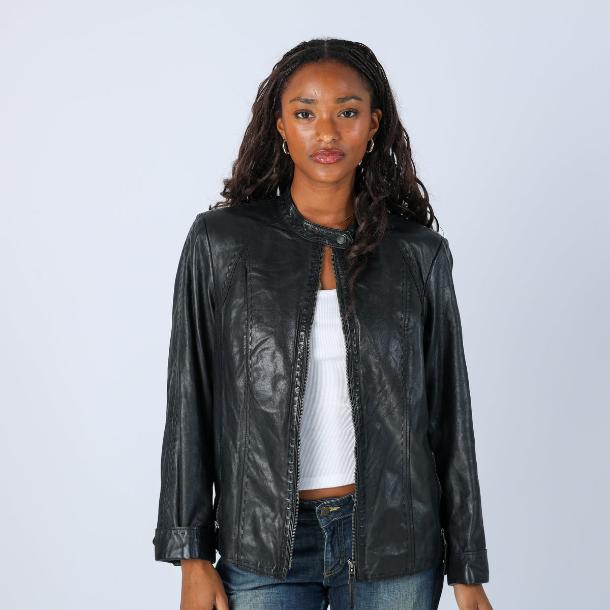 Black Y2K Bonita Leather Jacket (L)