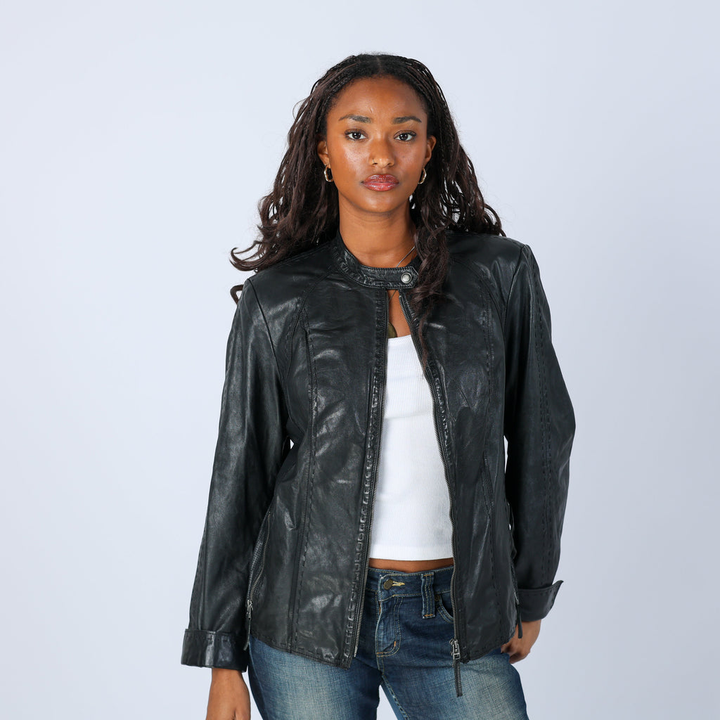 Black Y2K Bonita Leather Jacket (L)
