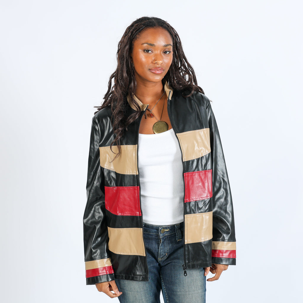 Black Y2K Leather Jacket (L)