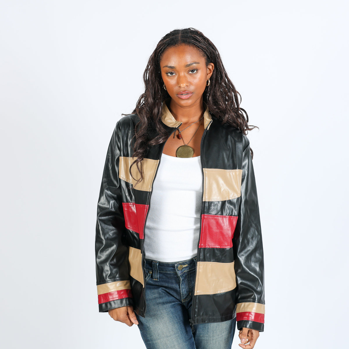 Black Y2K Leather Jacket (L)