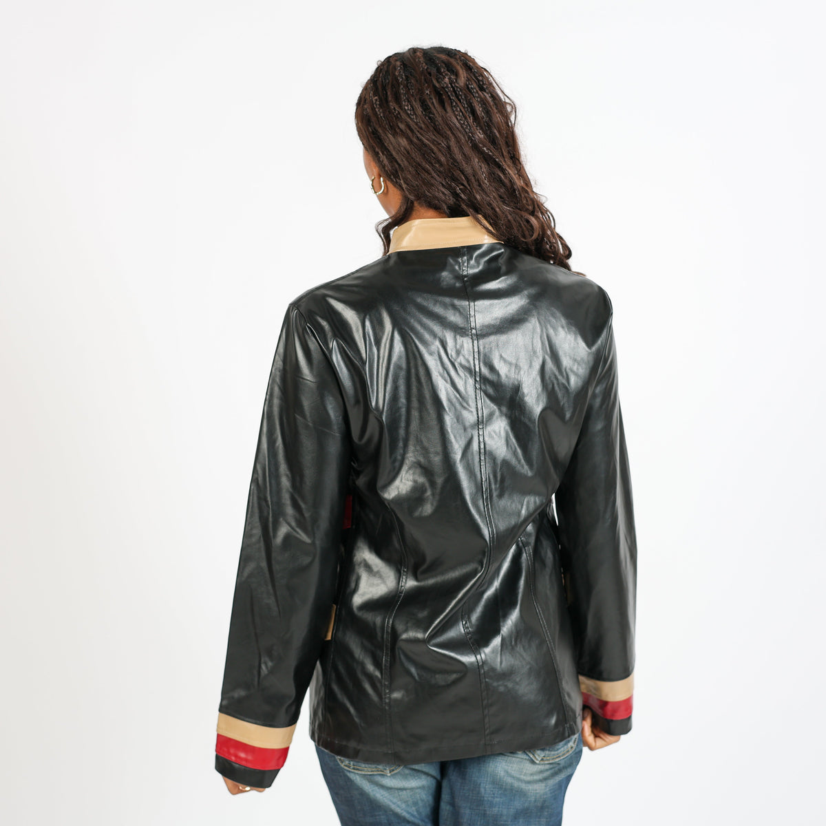 Black Y2K Leather Jacket (L)