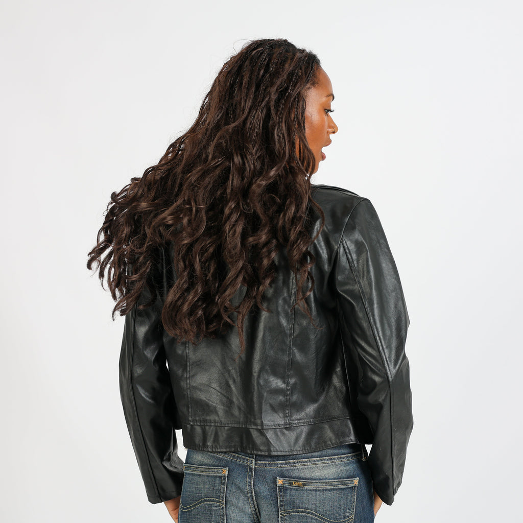 Black Y2K Leather Jacket (S)