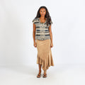 Tan Y2K Made in Italy Woven Midi Skirt (L)