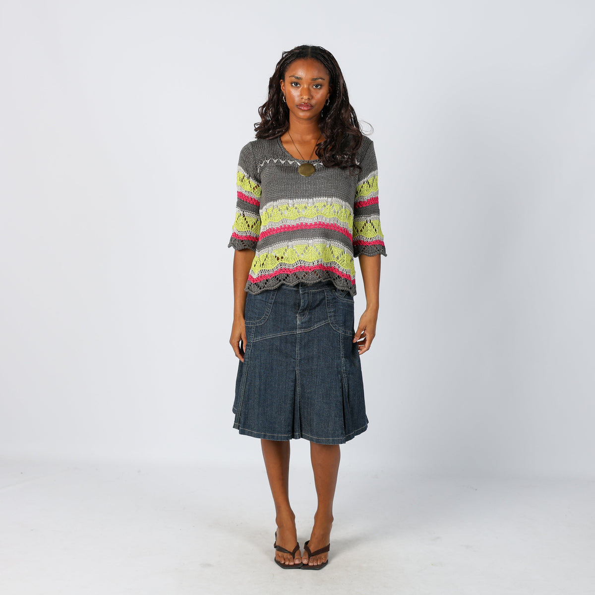 Blue Y2K Denim Midi Skirt (L)