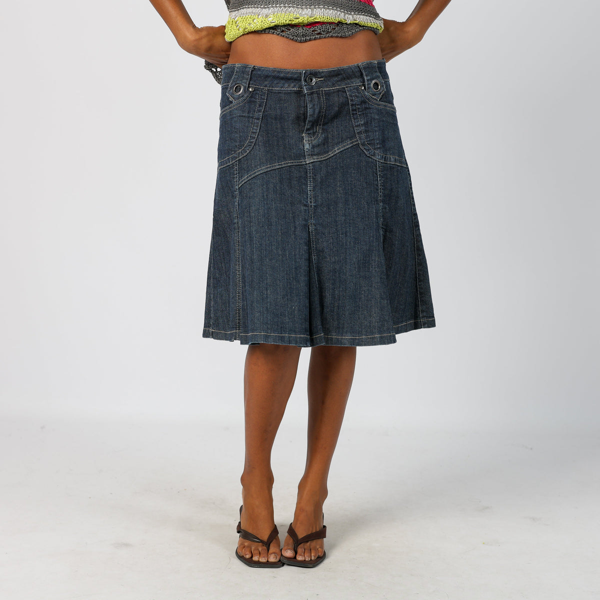 Blue Y2K Denim Midi Skirt (L)