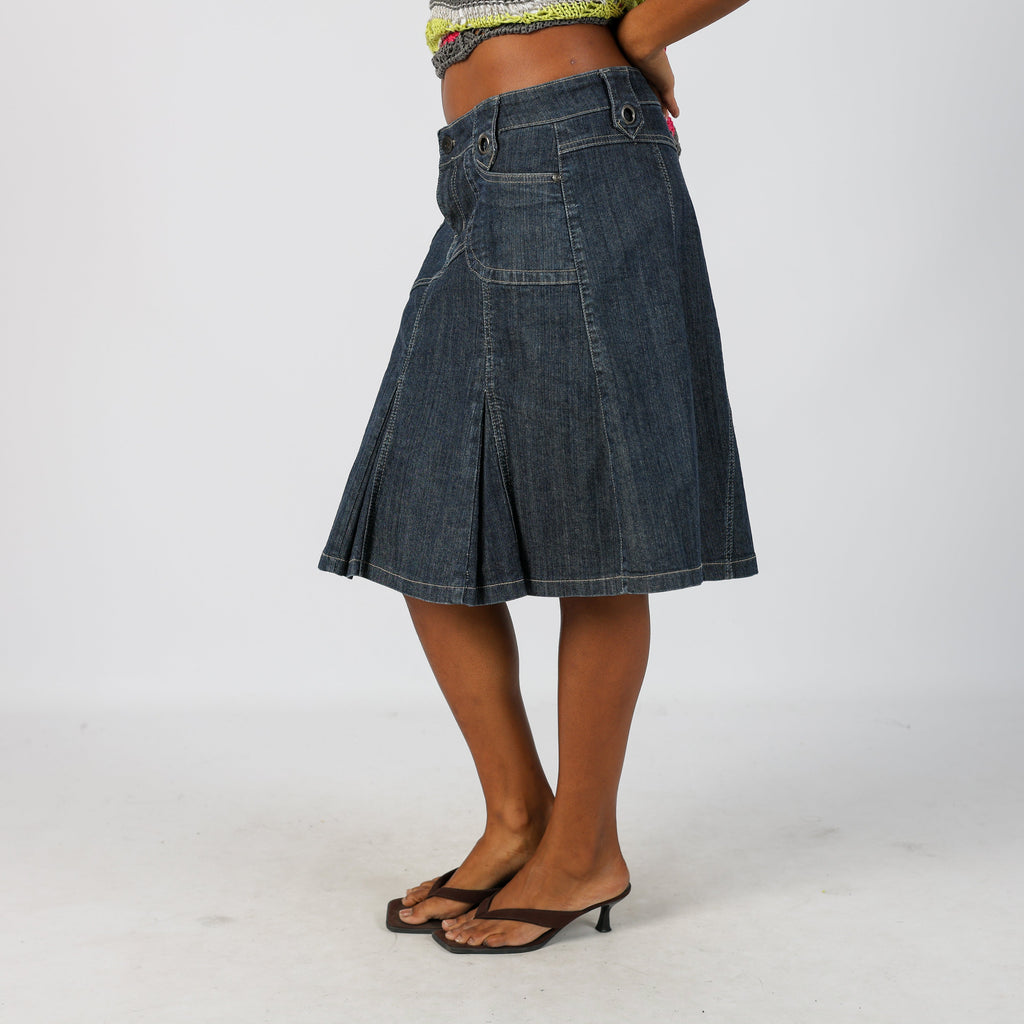 Blue Y2K Denim Midi Skirt (L)