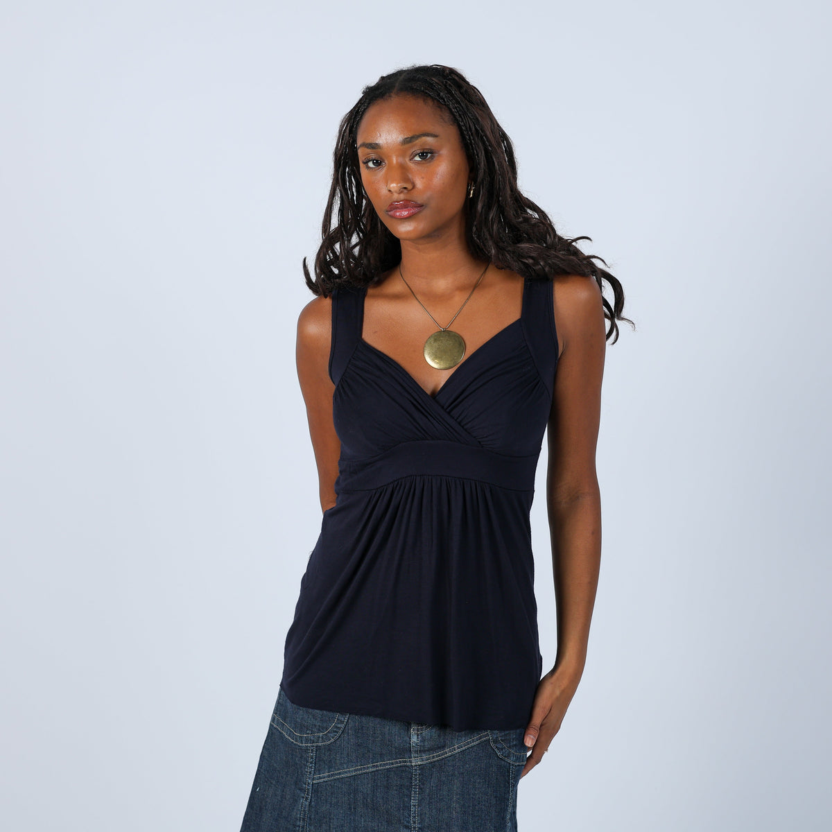 Blue Y2K Woven Top (S)